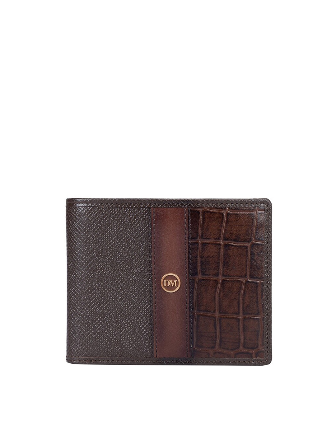 

Da Milano Men Textured Leather Two Fold Wallet, Brown