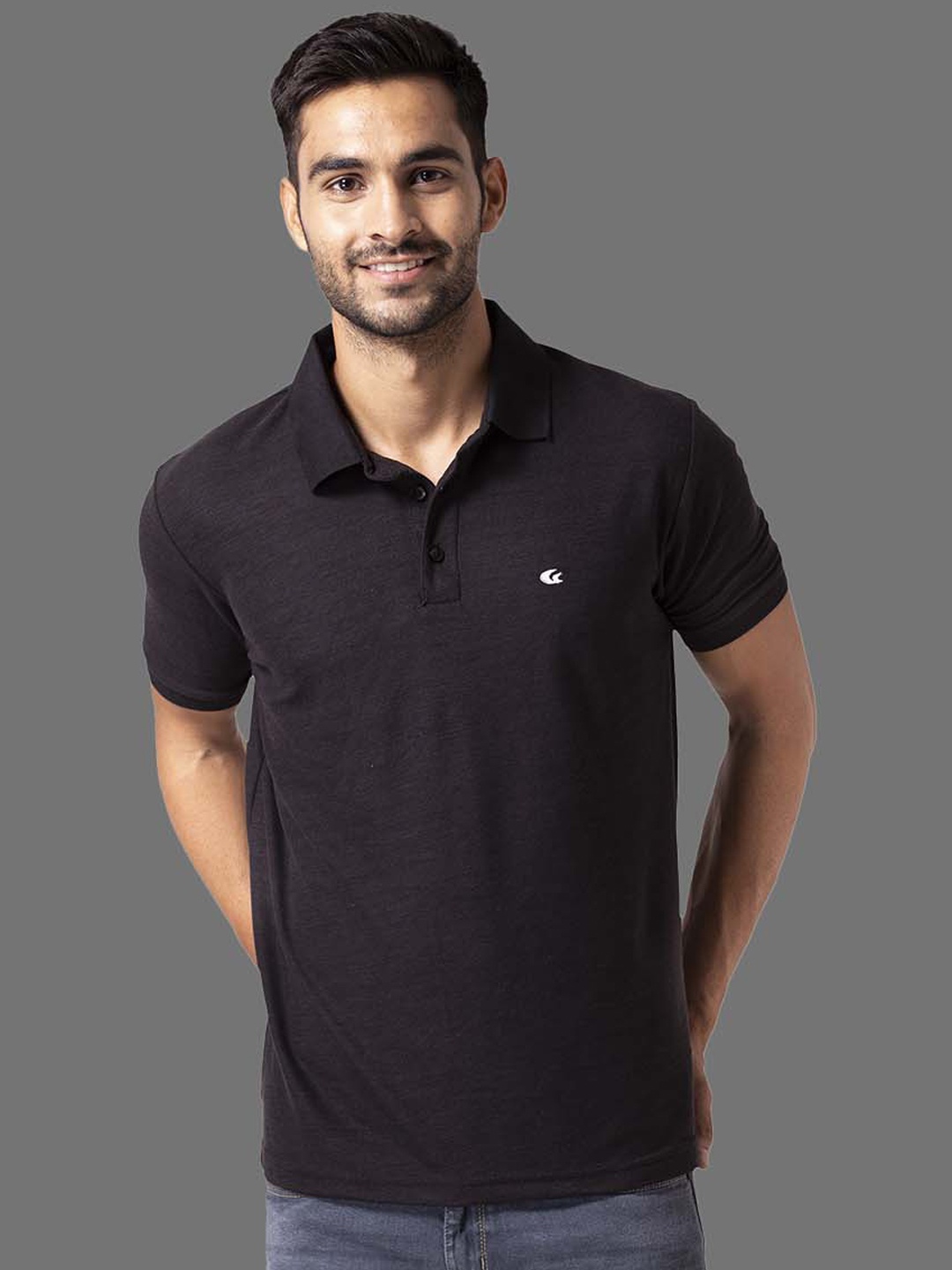 

Allen Cooper Polo Collar Short Sleeves T-Shirt, Black