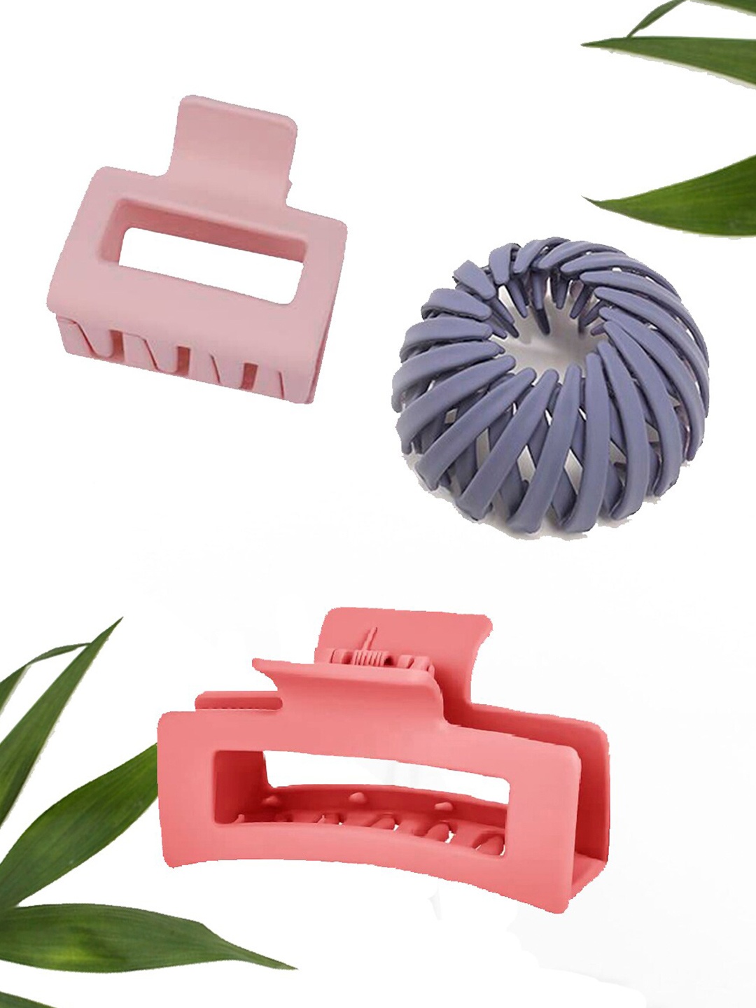 

FIMBUL Women Set of 3 Plastic Big Hollow Hair Claw Clip, Blue