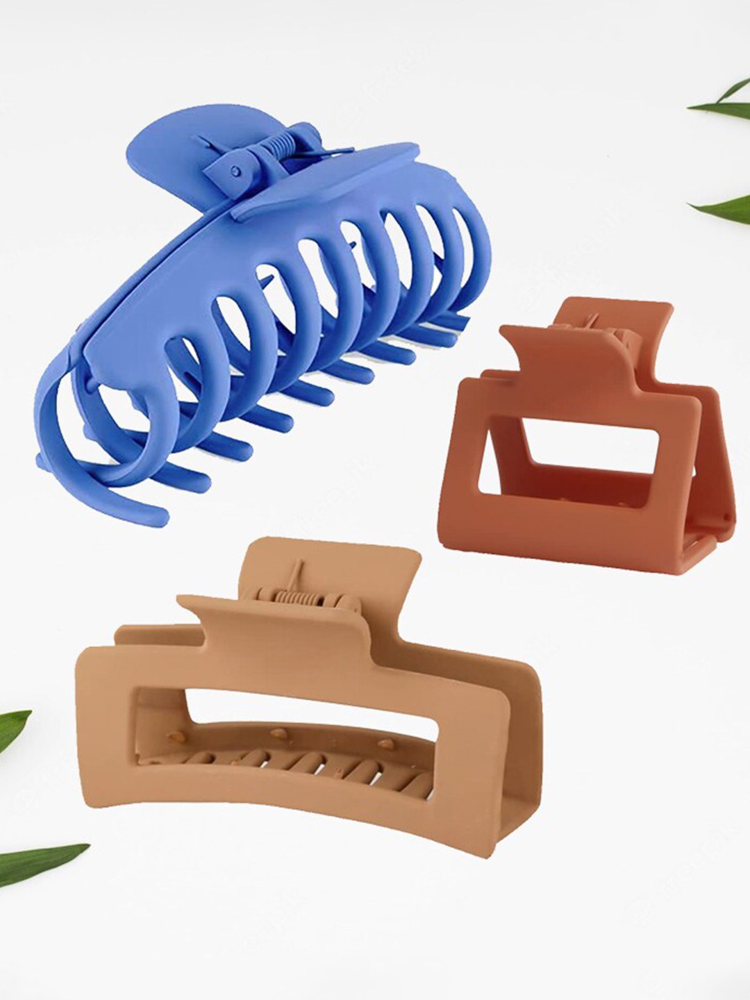 

FIMBUL Women Set of 3 Plastic Big Hollow Hair Claw Clip, Blue