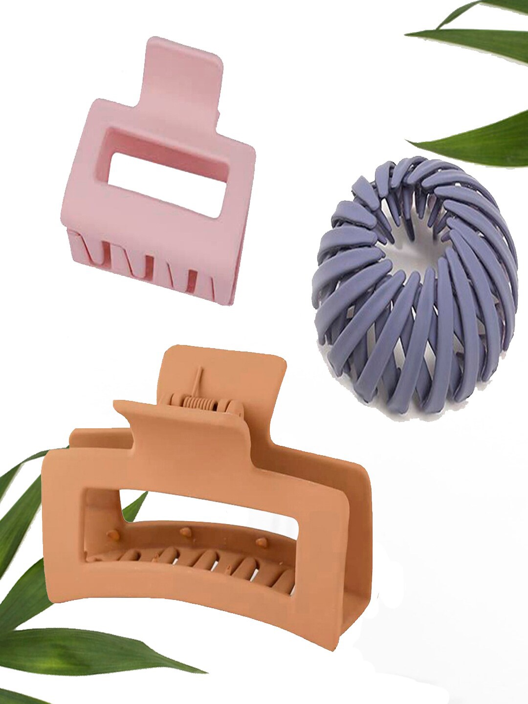

FIMBUL Women Set of 3 Plastic Big Hollow Hair Claw Clip, Pink