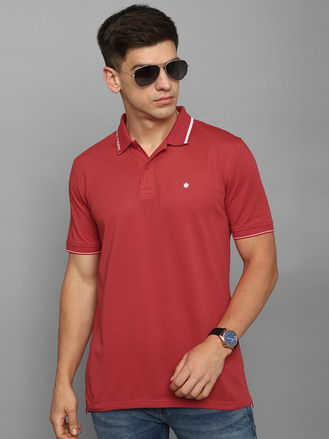 

Louis Philippe Polo Collar Cotton T-Shirt, Red