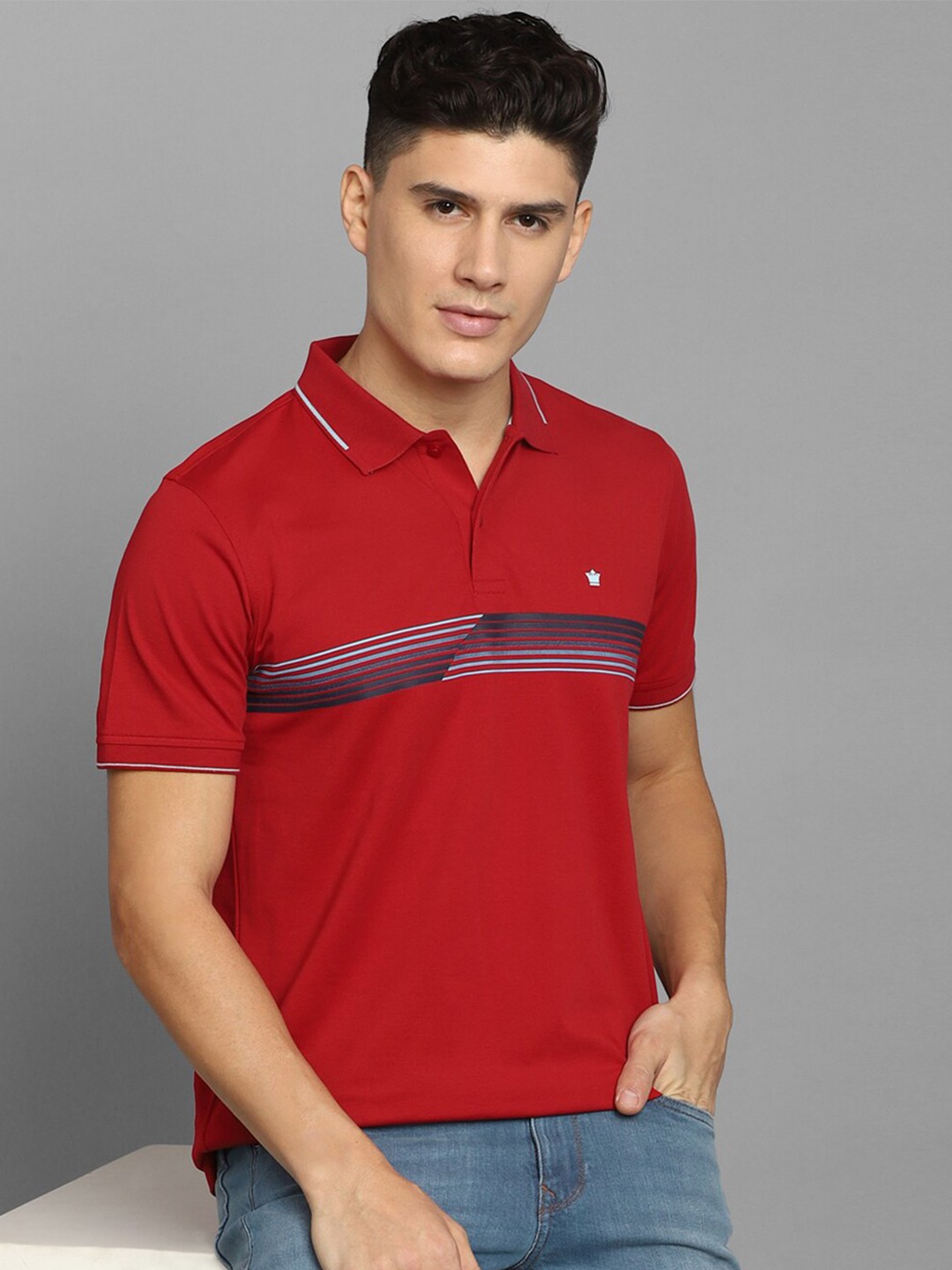 

Louis Philippe Short Sleeves Polo Collar T-shirt, Red