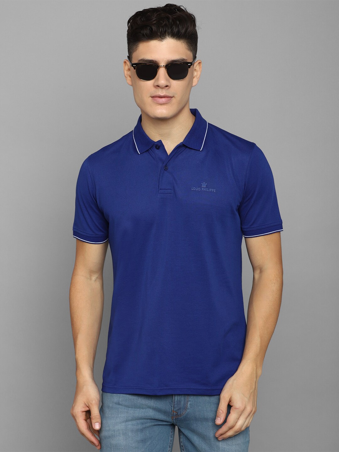 

Louis Philippe Short Sleeves Polo Collar T-shirt, Blue