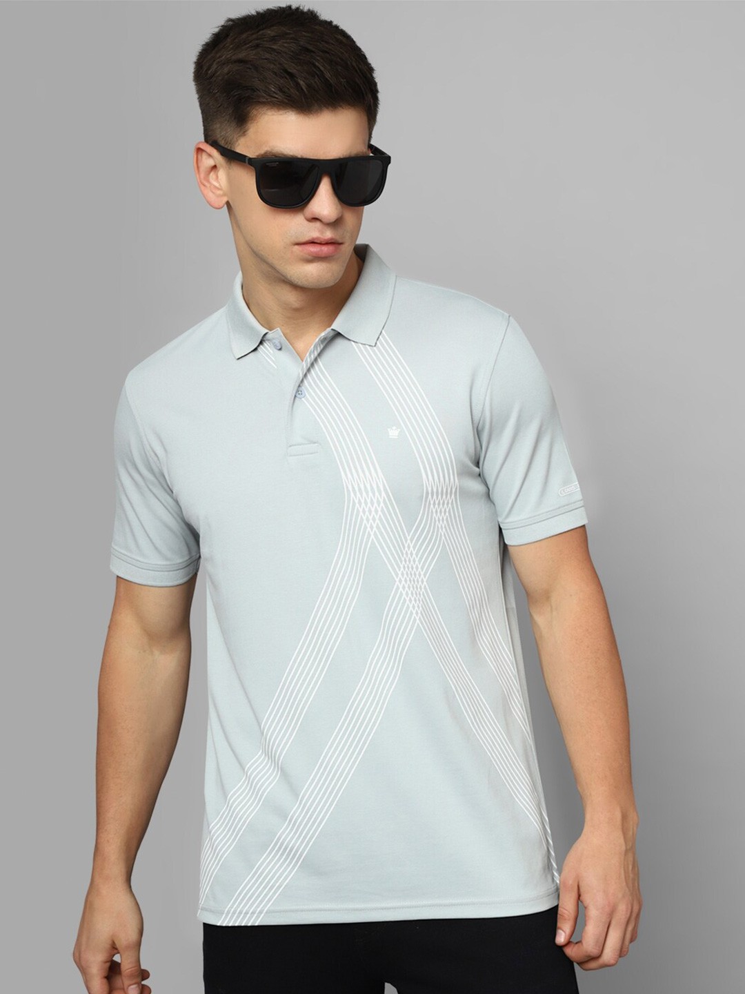 

Louis Philippe Striped Polo Collar T-shirt, Grey