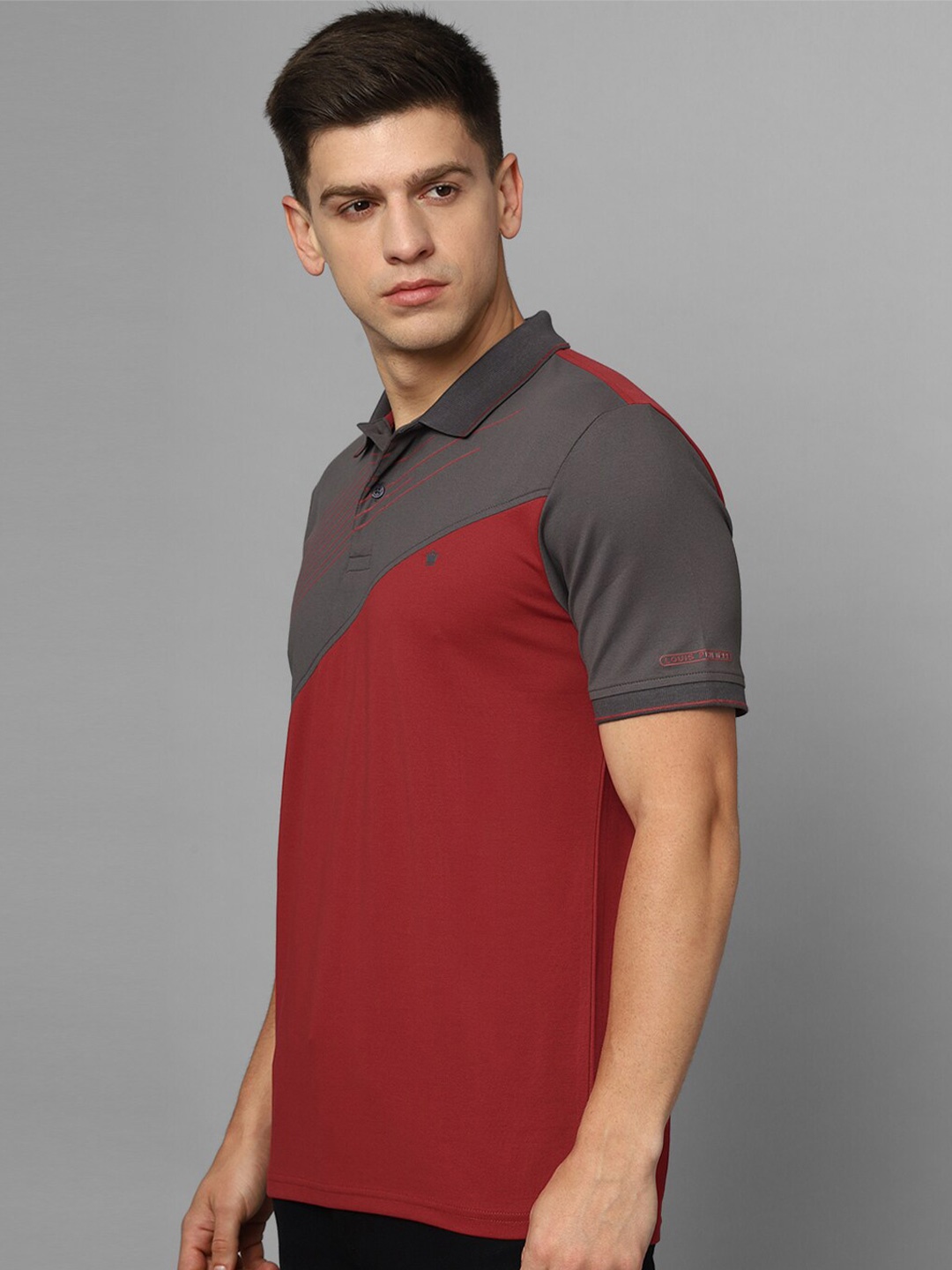 

Louis Philippe Colourblocked Polo Collar T-shirt, Charcoal
