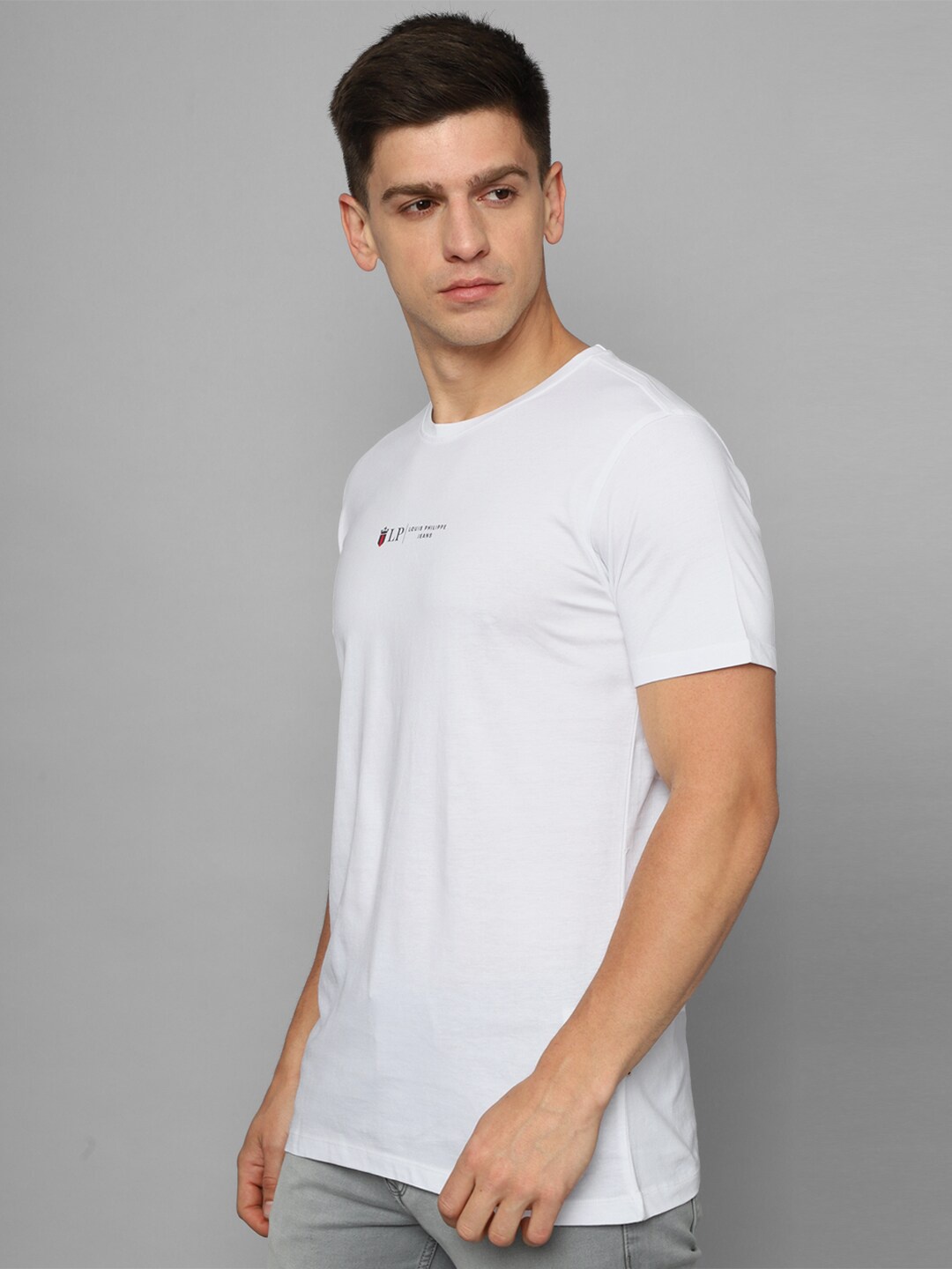 

Louis Philippe Jeans Typography Printed Slim Fit Pure Cotton T-shirt, White