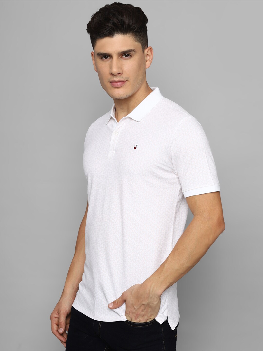 

Louis Philippe Sport Micro And Ditsy Printed Polo Collar Slim Fit T-shirt, White