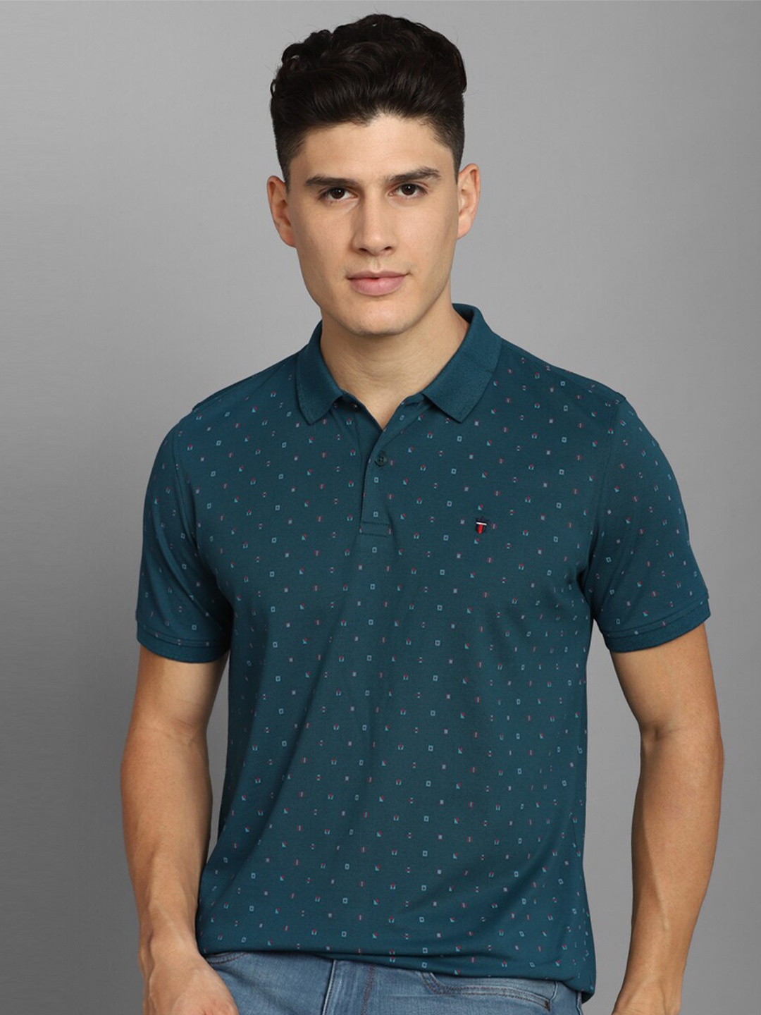 

Louis Philippe Sport Conversational Printed Polo Collar Slim Fit T-shirt, Blue