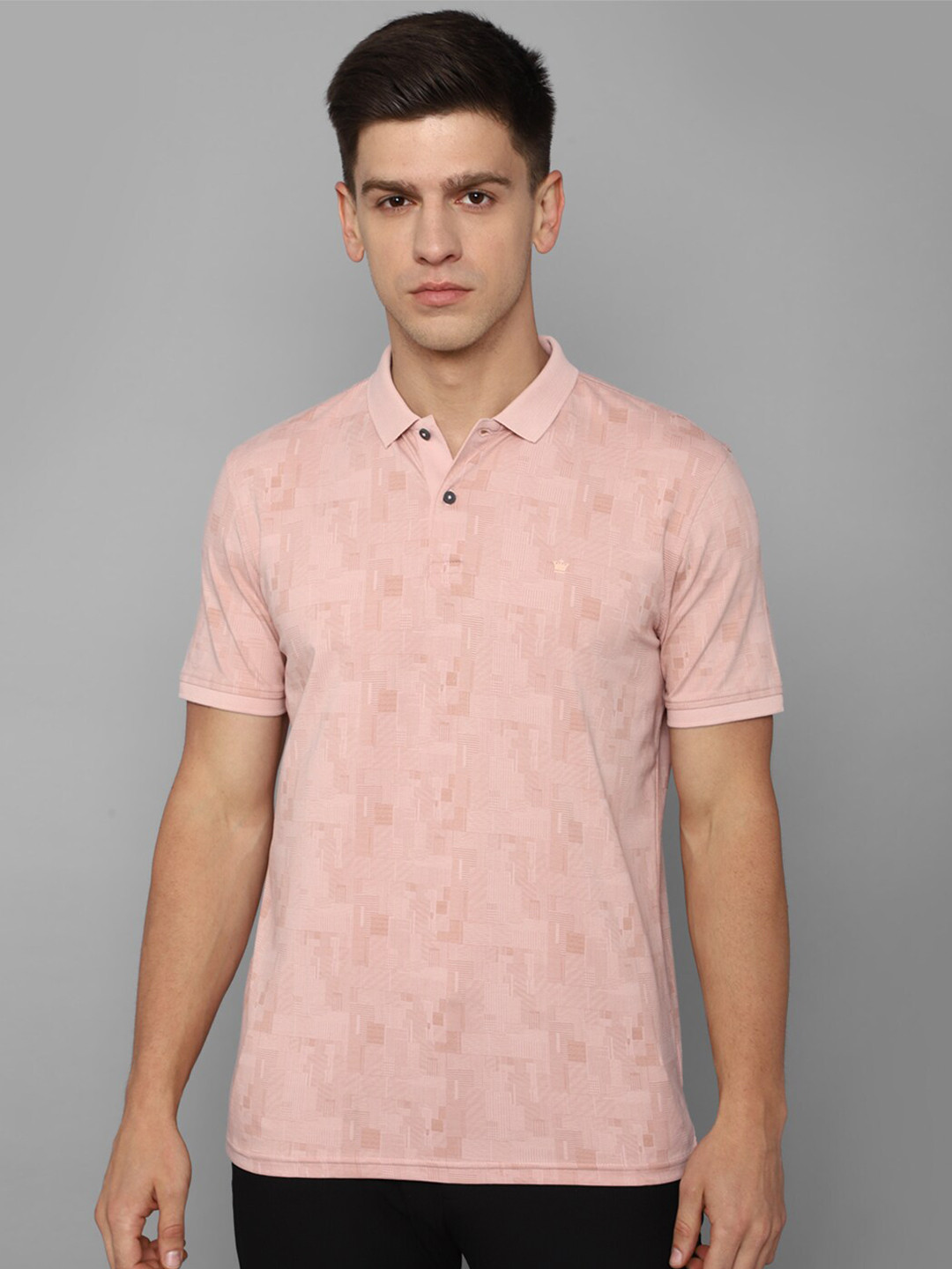 

Louis Philippe Sport Abstract Printed Polo Collar Pure Cotton Slim Fit T-shirt, Pink