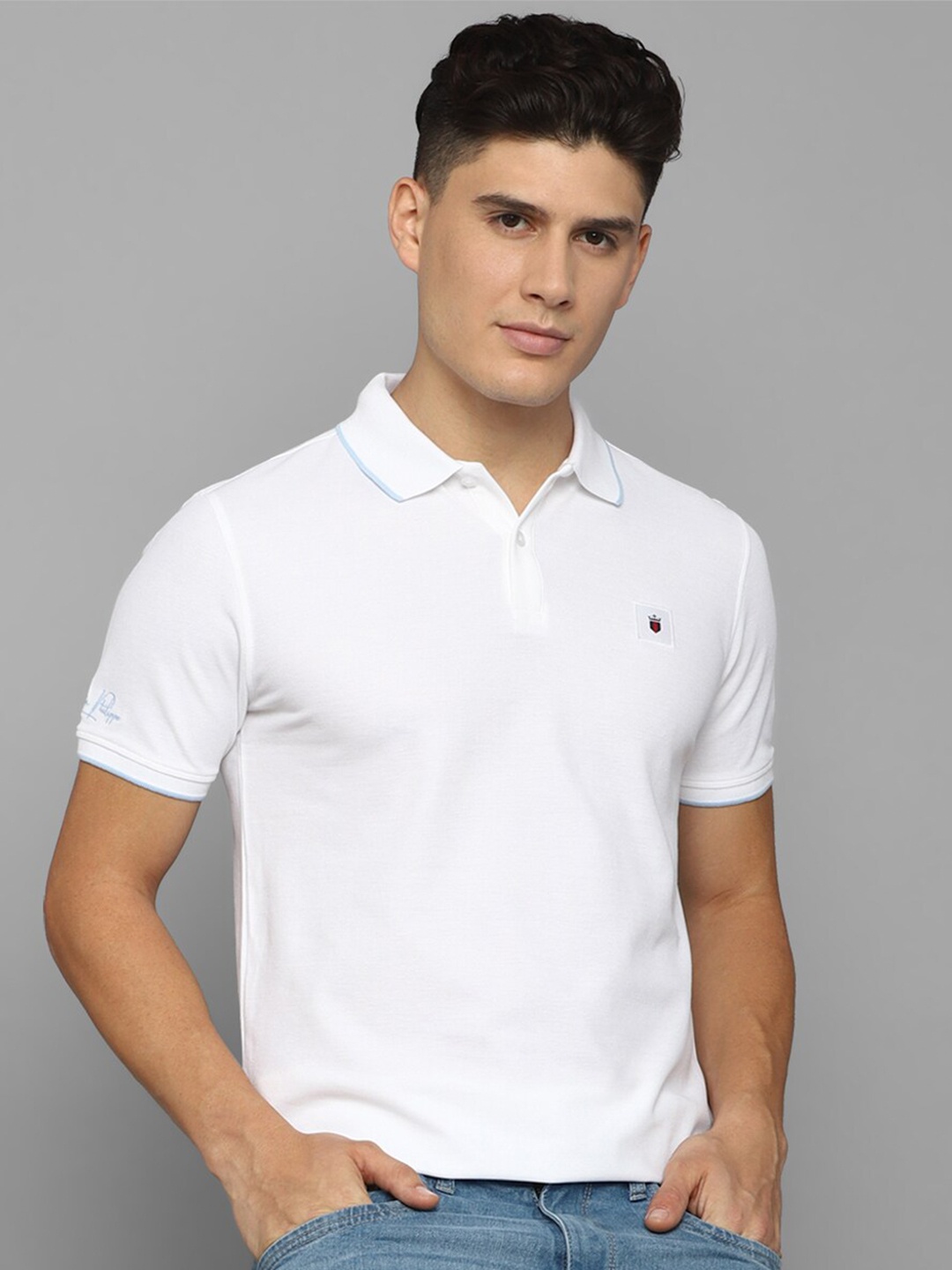 

Louis Philippe Sport Polo Collar Pure Cotton Slim Fit T-shirt, White