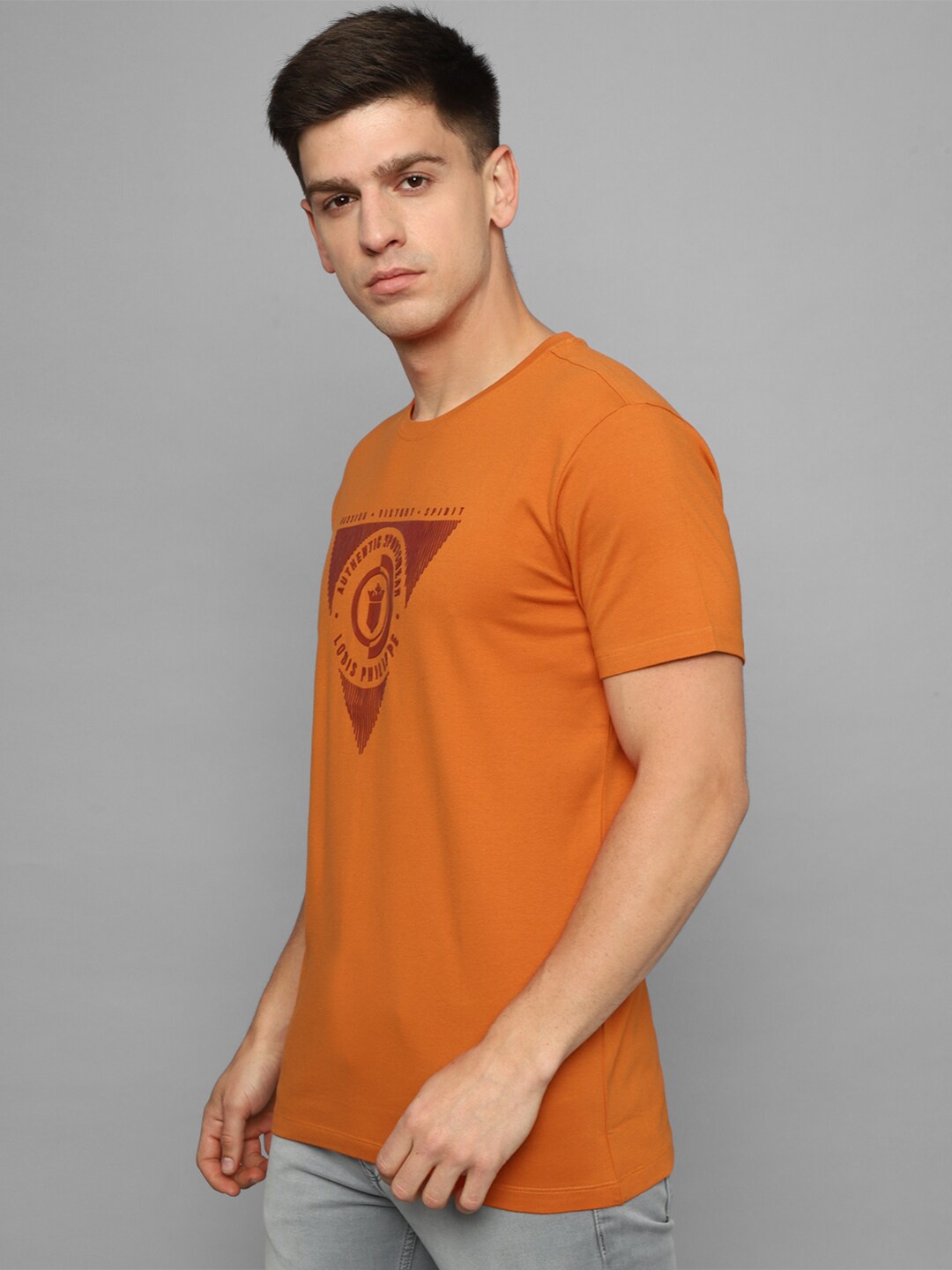 

Louis Philippe Sport Graphic printed Round Neck Slim Fit T-shirt, Orange