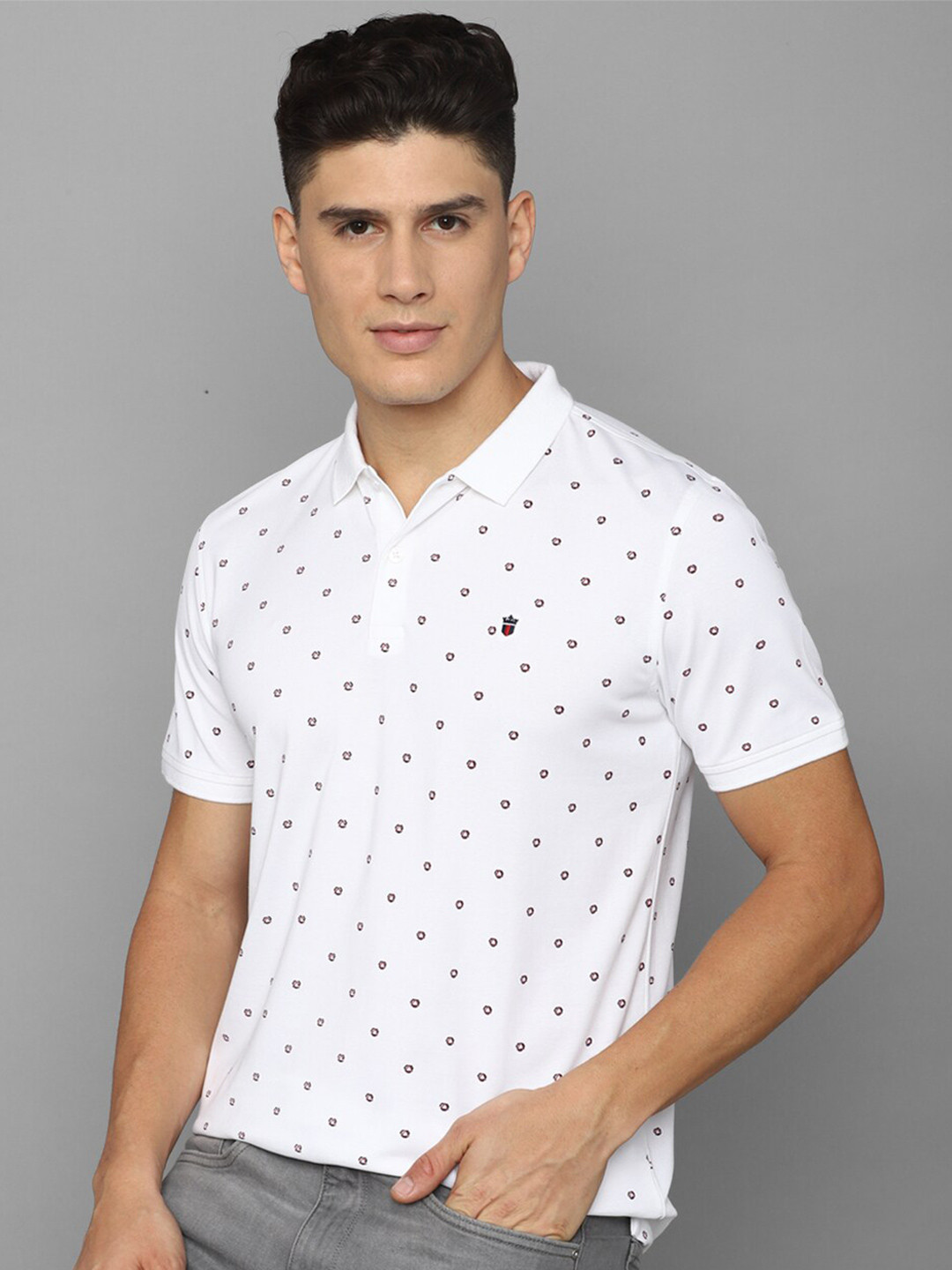 

Louis Philippe Sport Conversational Printed Polo Collar Slim Fit T-shirt, White