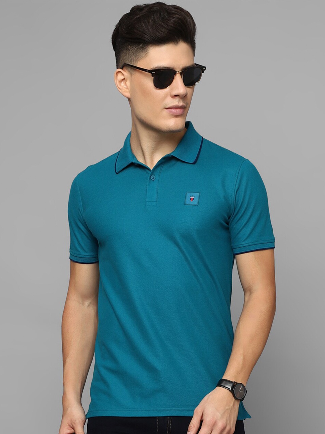 

Louis Philippe Sport Polo Collar Pure Cotton Slim Fit T-shirt, Teal