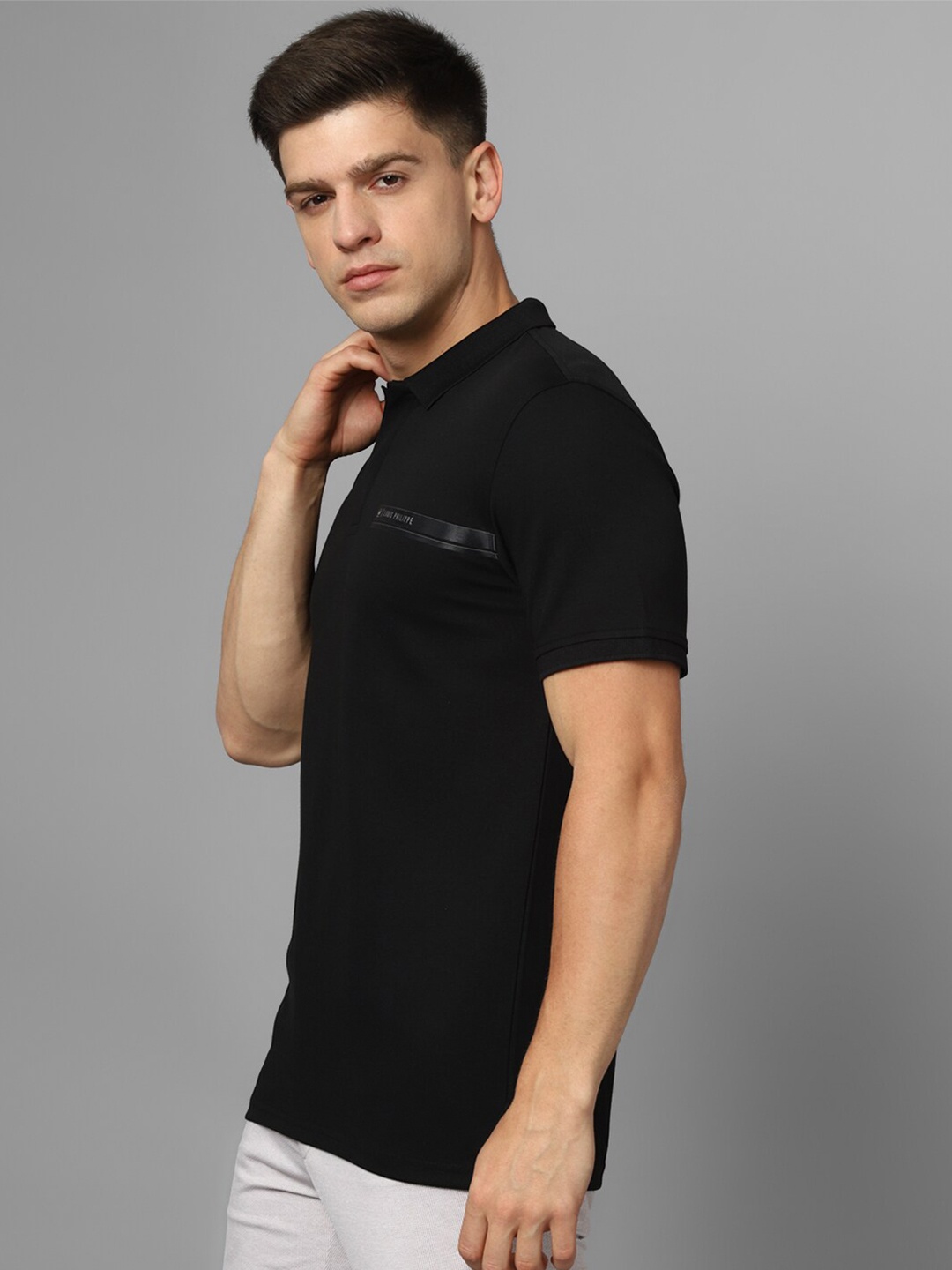 

Louis Philippe Sport Polo Collar Pure Cotton Slim Fit T-shirt, Black