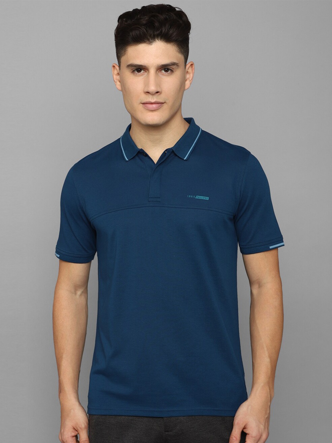 

Louis Philippe Sport Polo Collar Pure Cotton Slim Fit T-shirt, Blue