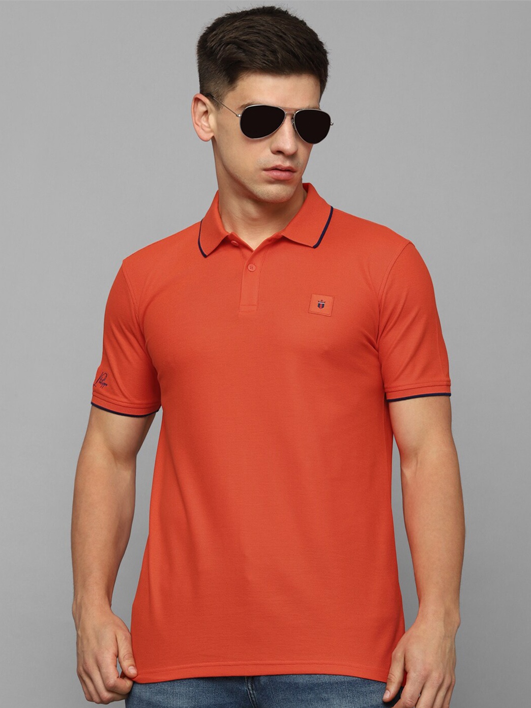 

Louis Philippe Sport Polo Collar Pure Cotton Slim Fit T-shirt, Orange