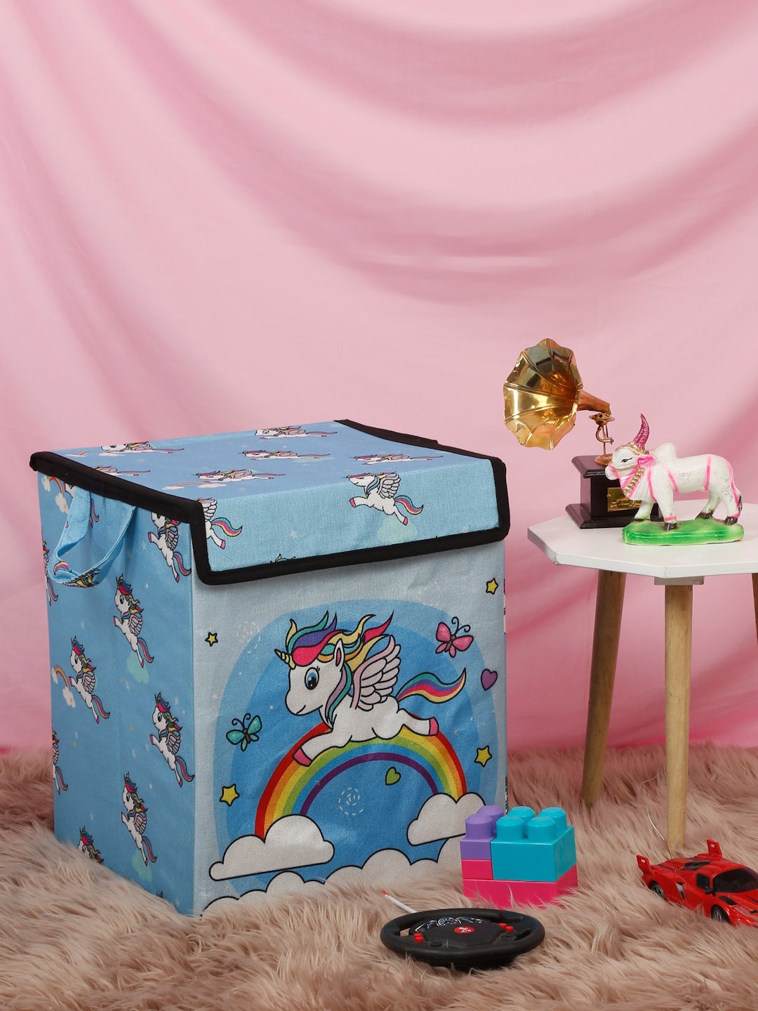 

HOSTA HOMES Kids Blue & Pink Printed Foldable Laundry Bag