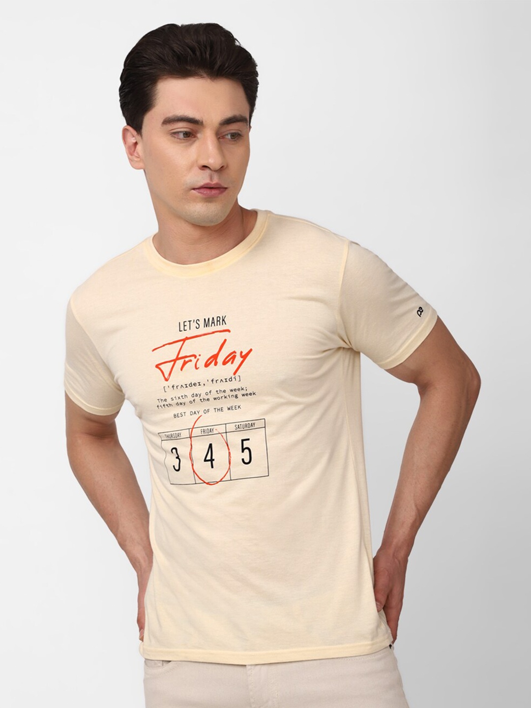 

Peter England Casuals Typography Round Neck Slim Fit T-shirt, Yellow