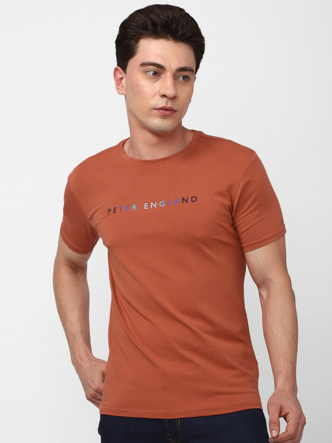 

Peter England Casuals Typography Printed Slim Fit T-shirt, Orange
