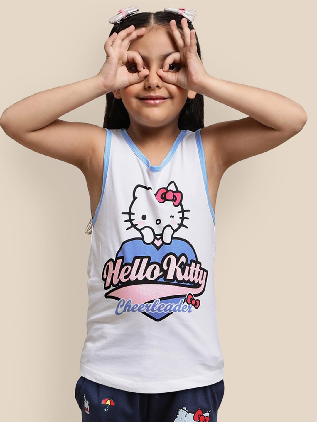 

Kids Ville Girls Hello Kitty Printed Pure Cotton Clothing Set, White