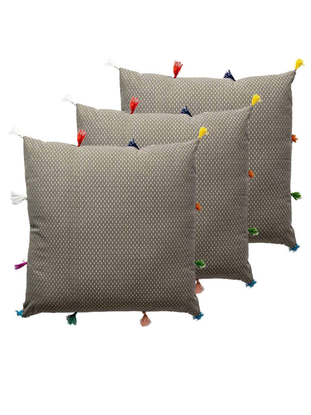 

Contrast Living Grey & White 3 Pieces Geometric Square Cotton Cushion Covers