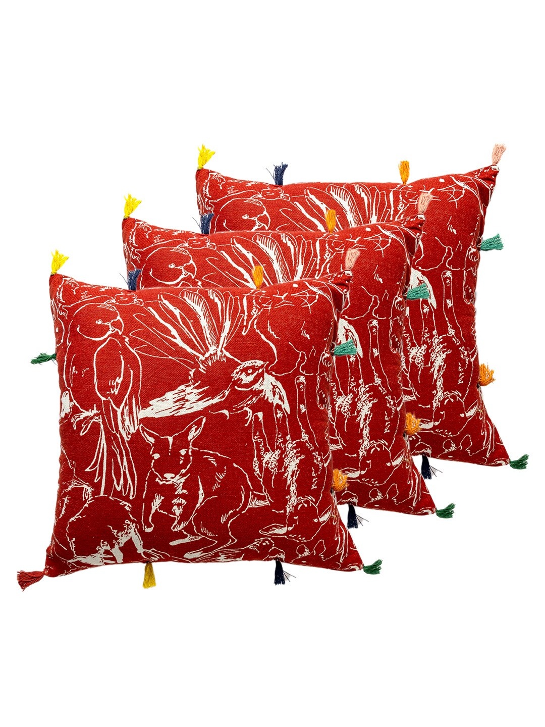 

Contrast Living Red & White 3 Pieces Cartoon Characters Linen Square Cushion Covers