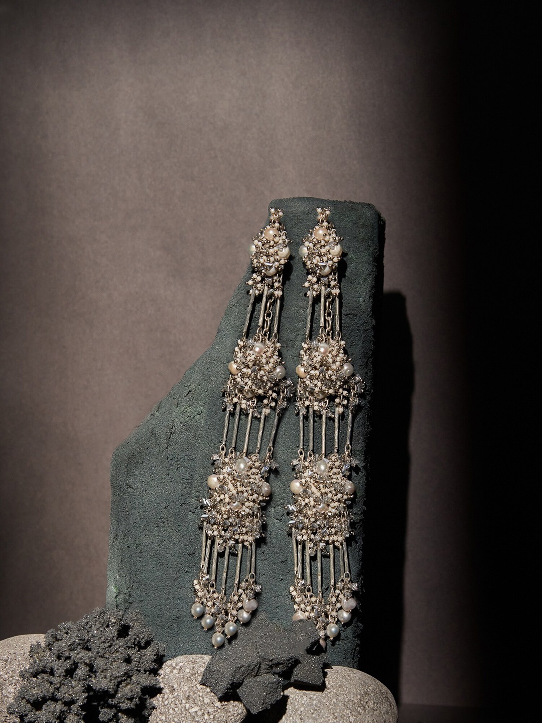 

D'oro Gold-Plated Contemporary Drop Earrings, Silver