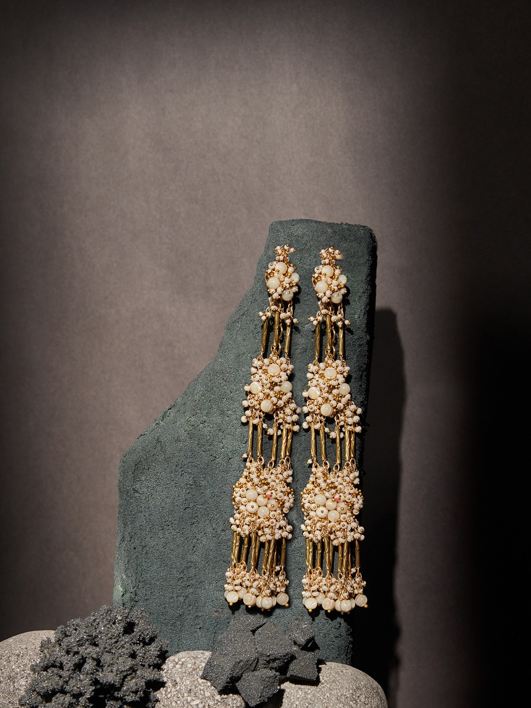 

D'oro Gold-Plated Contemporary Drop Earrings, Beige