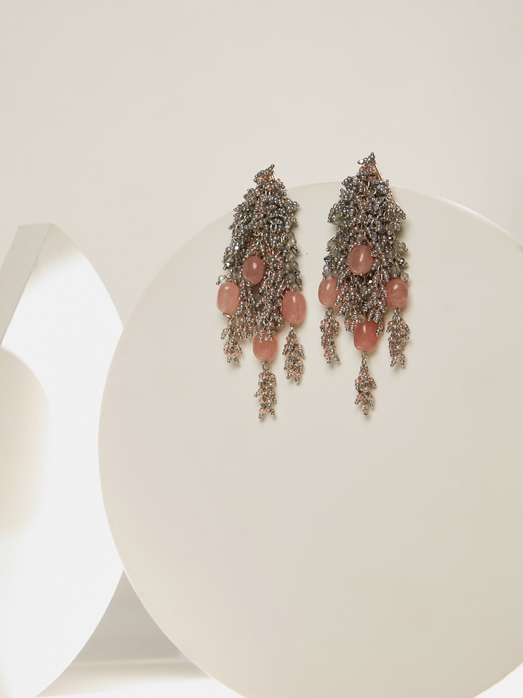 

D'oro Gold-Plated Contemporary Drop Earrings, Pink