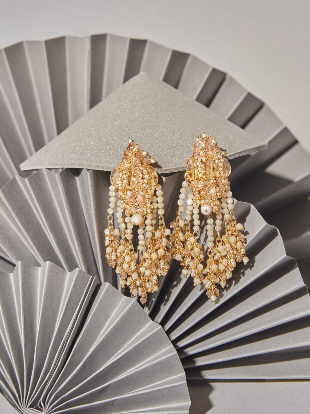 

D'oro Gold-Plated Contemporary Drop Earrings, Beige