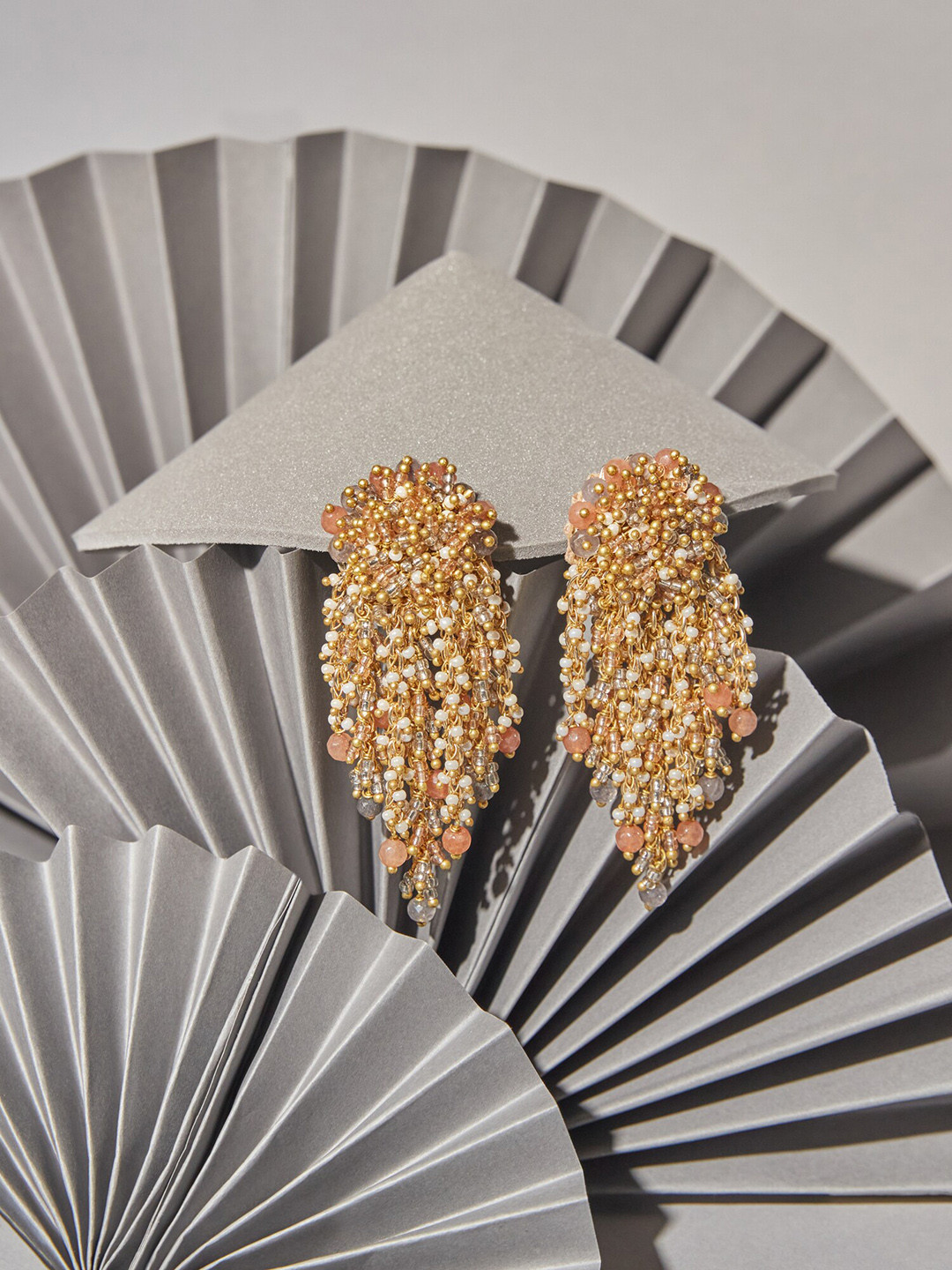 

D'oro Gold-Plated Contemporary Drop Earrings, White