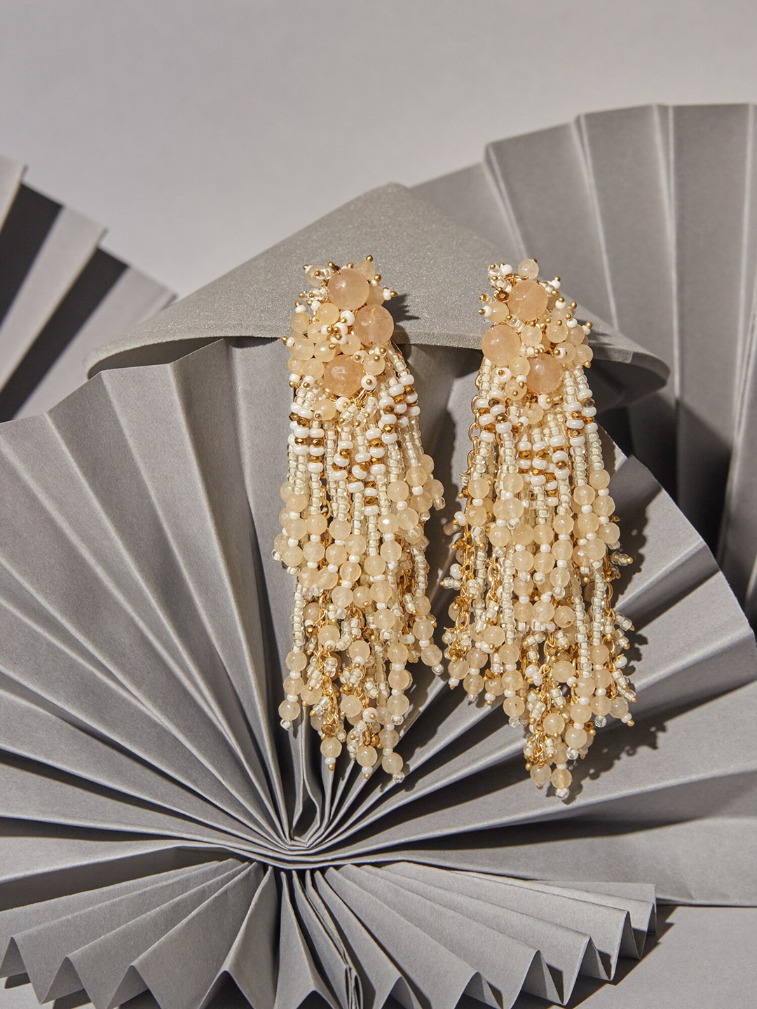 

D'oro Gold-Plated Contemporary Drop Earrings, Beige