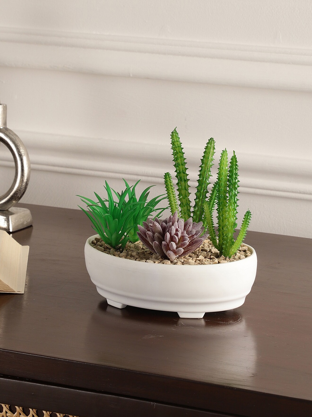 

FOLIYAJ Green Artificial Succulent Arrangement Plant With Pot