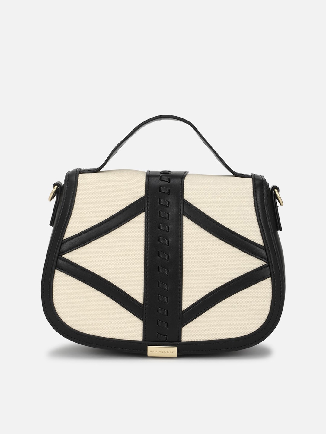 

Van Heusen Woman Colourblocked Swagger Satchel, Beige