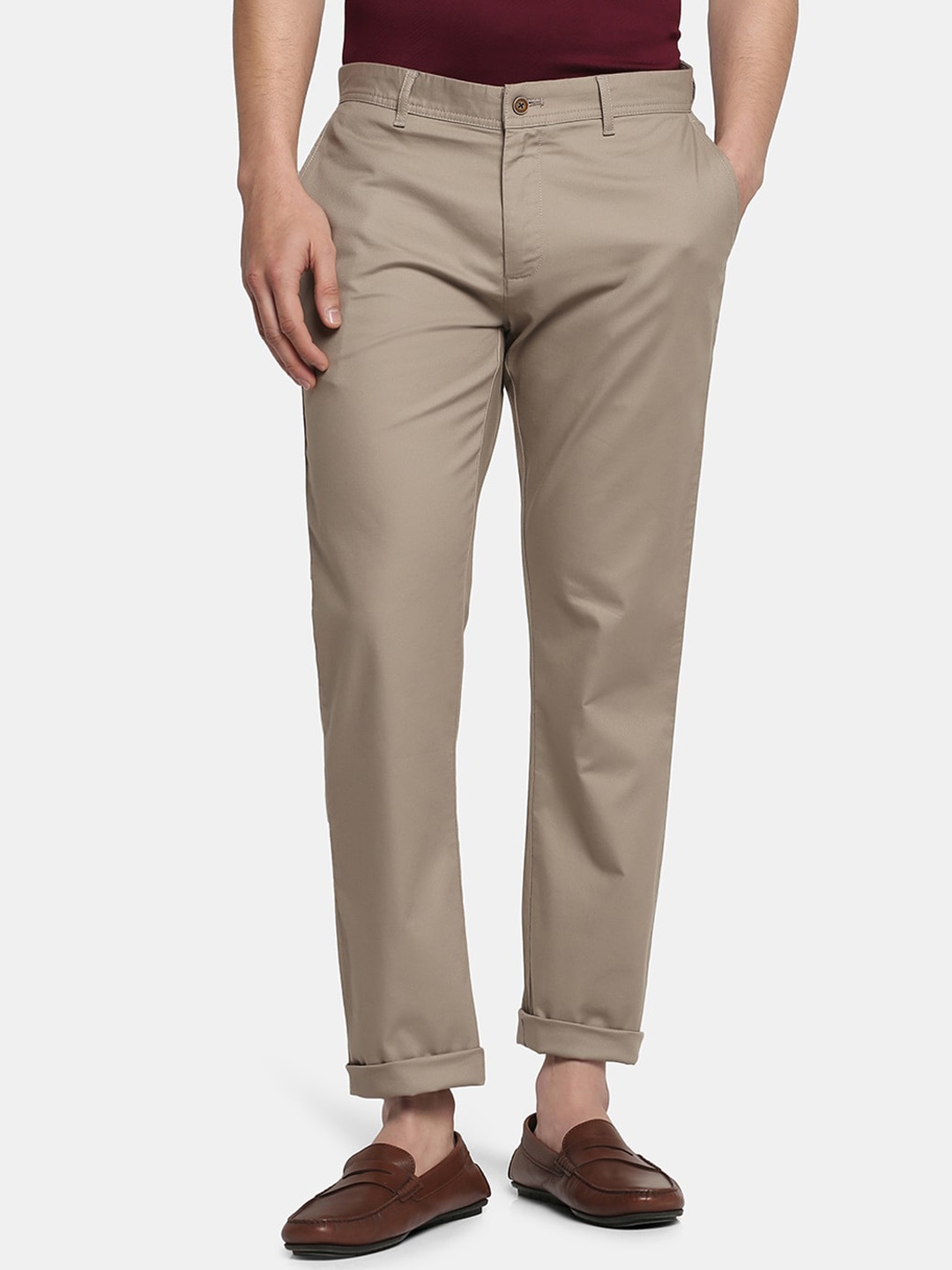 

Blackberrys Men Slim Fit Chinos Casual Trousers, Brown