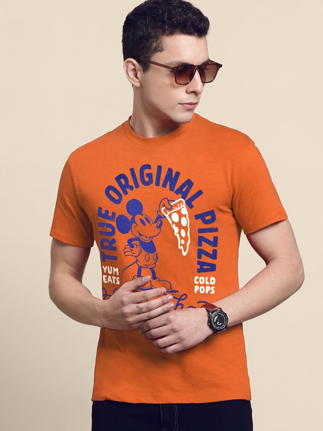 

Free Authority Mickey Mouse Printed Cotton T-Shirt, Orange
