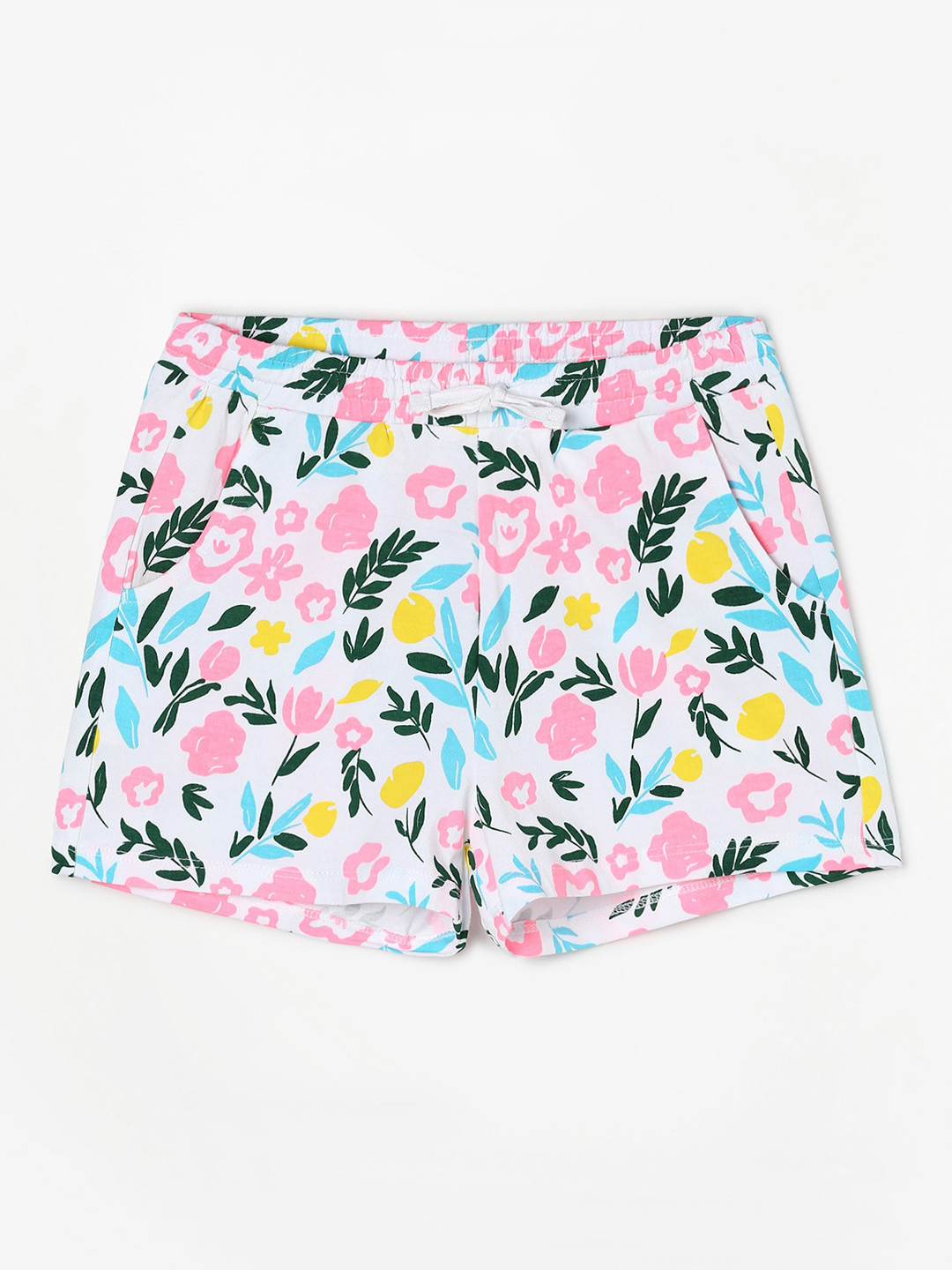 

Fame Forever by Lifestyle Girls Mid-Rise Floral Printed Pure Cotton Shorts, White