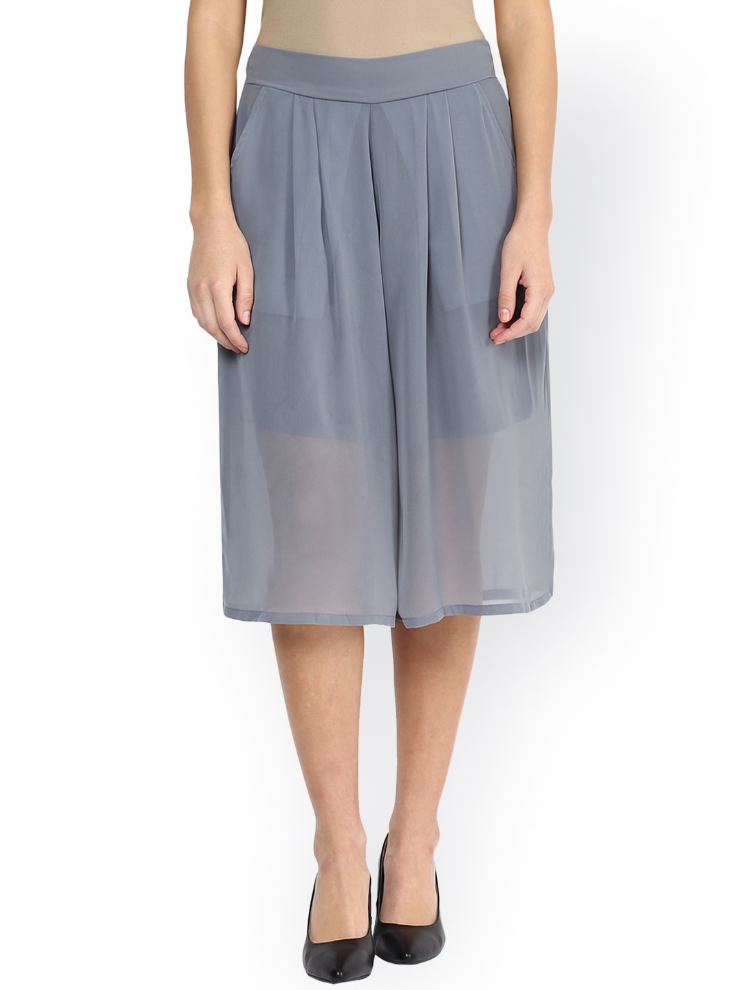 

Miss Chase Women Grey Relaxed Loose Fit Solid Culottes