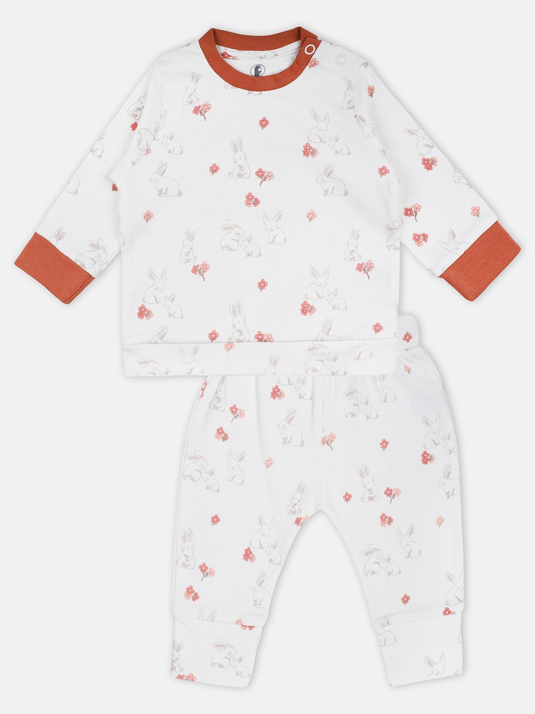 

Babysafe Boys Printed Pure Cotton Sweatshirt with Joggers, White