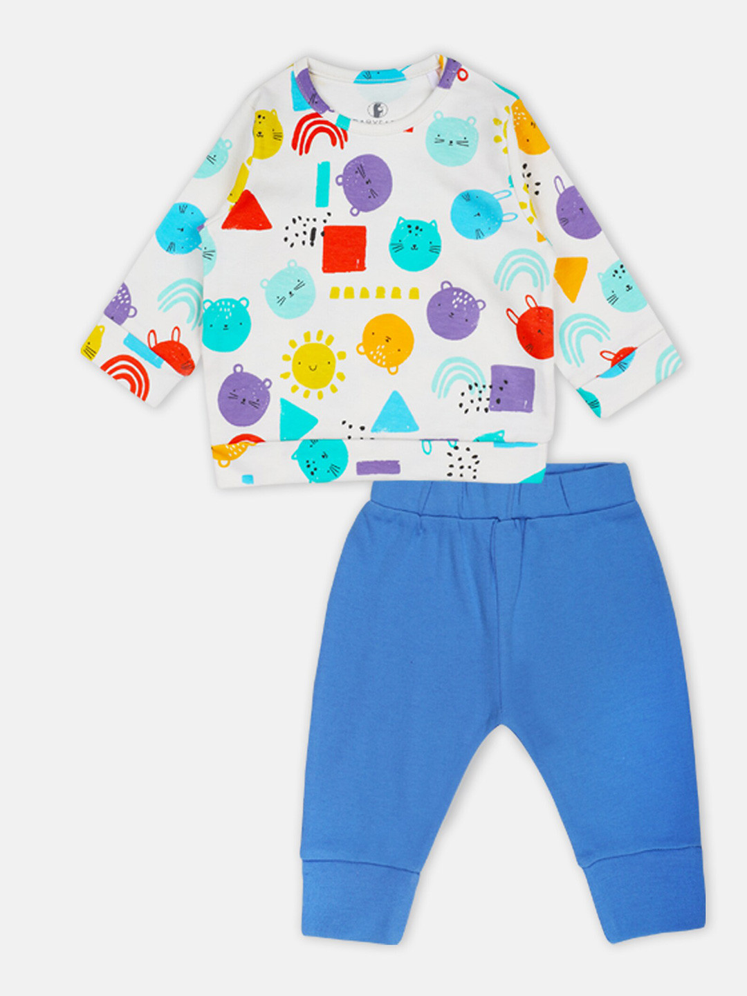 

Babysafe Boys Printed Pure Cotton Sweatshirt with Joggers, White