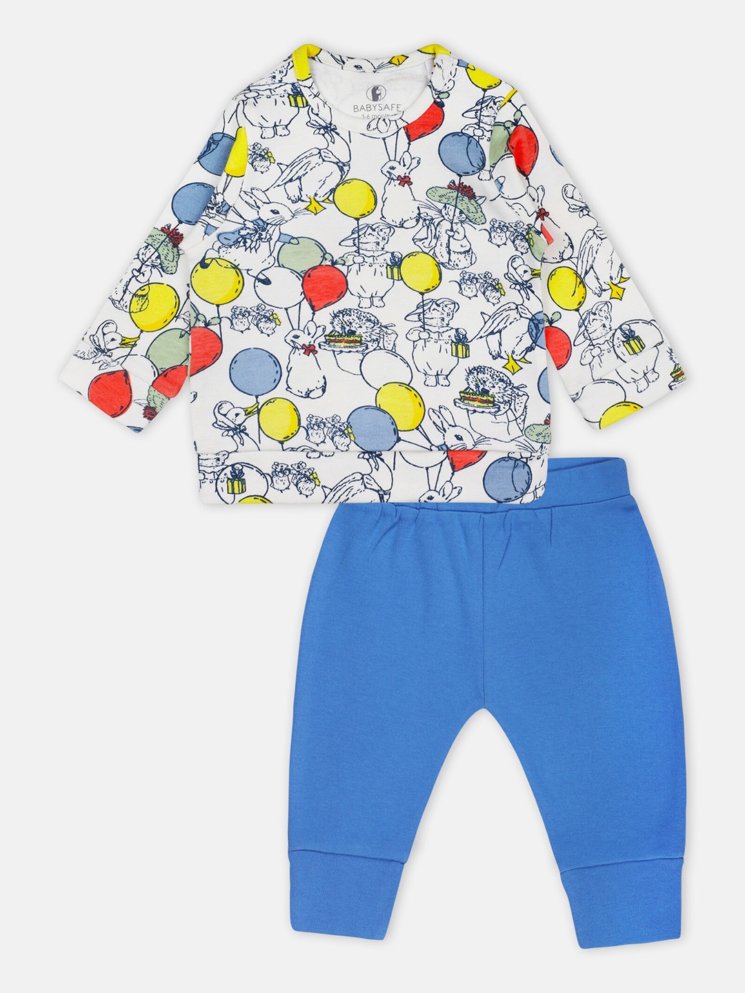 

Babysafe Boys Printed Pure Cotton Sweatshirt with Joggers, White