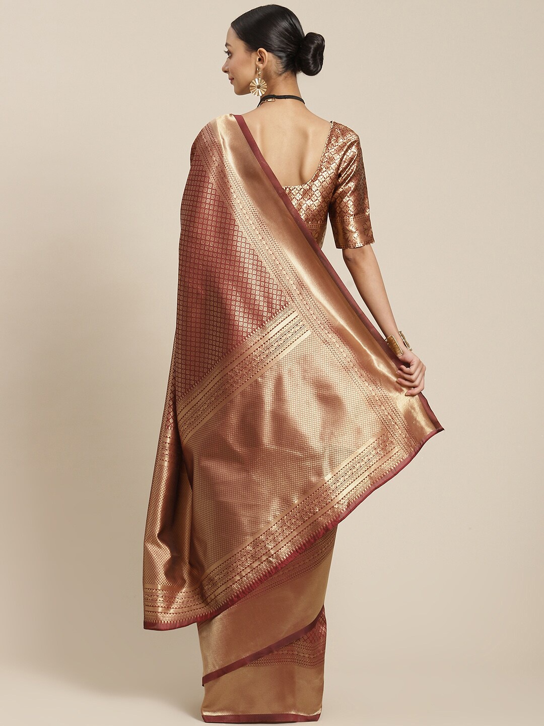 

AA-HA!! Ethnic Motifs Woven Design Zari Art Silk Banarasi Saree, Copper