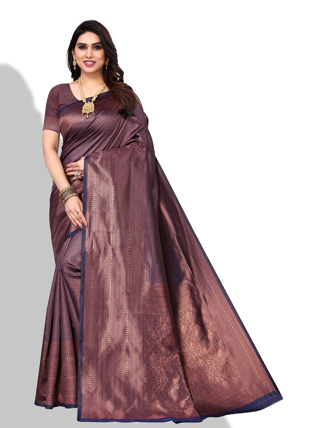 

AA-HA!! Woven Design Zari Banarasi Saree, Purple