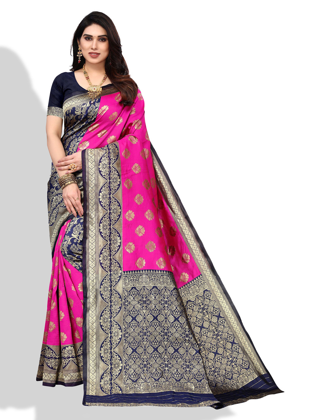 

AA-HA!! Ethinic Woven Design Zari Banarasi Saree, Pink