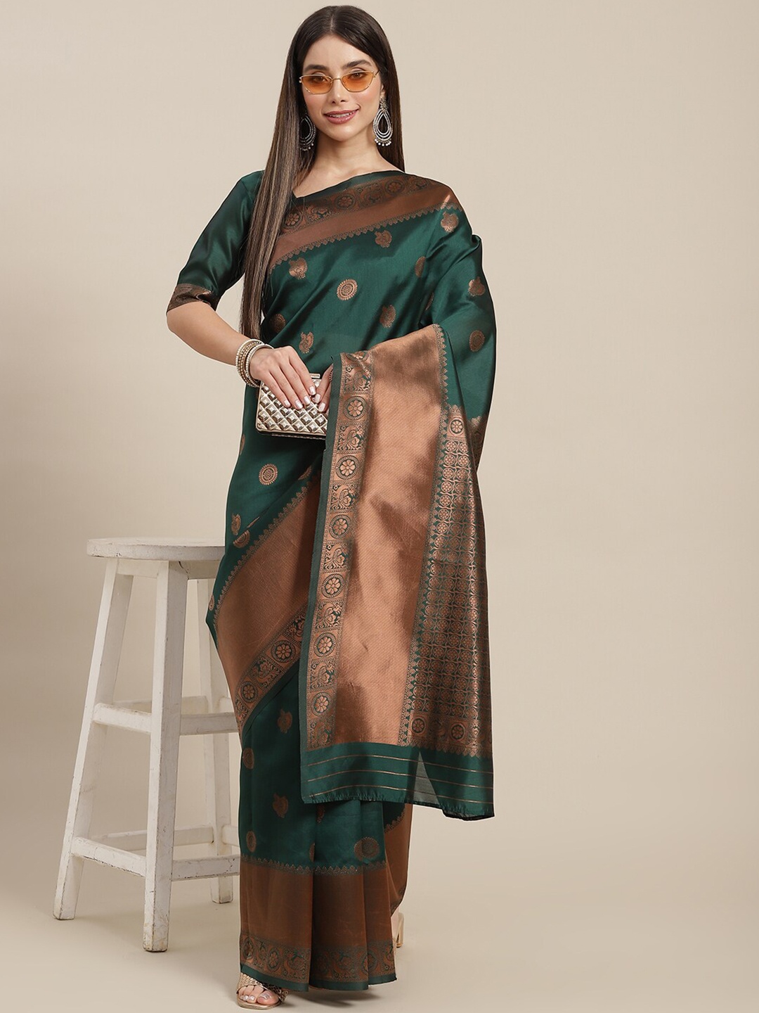 

AA-HA!! Ethinic Woven Design Zari Banarasi Saree, Green
