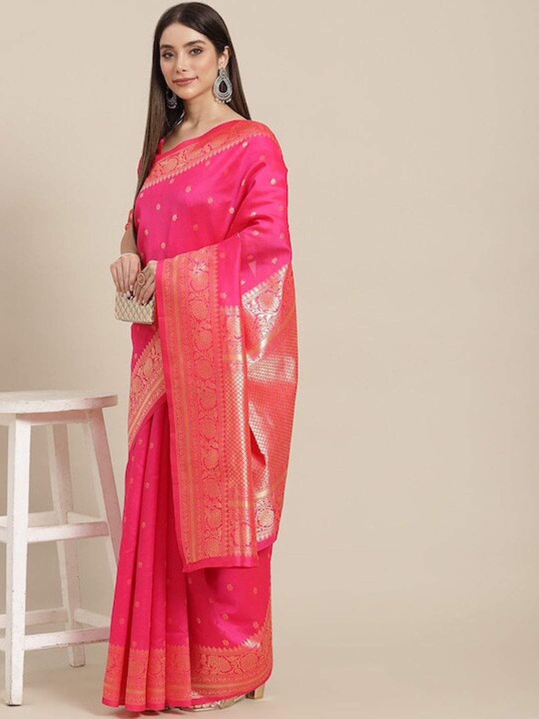 

AA-HA!! Ethinic Woven Design Zari Banarasi Saree, Pink