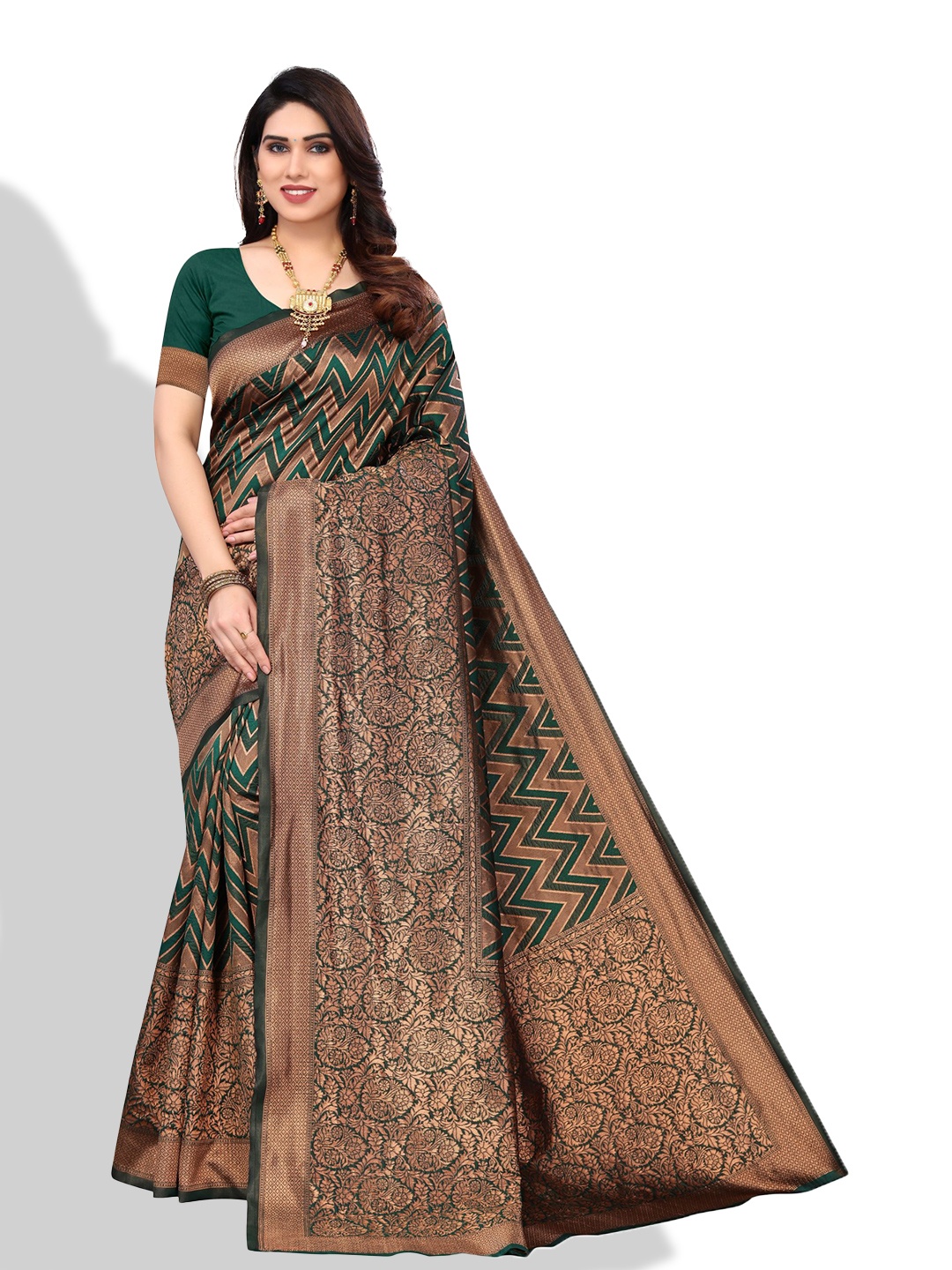 

AA-HA!! Ethinic Woven Design Zari Banarasi Saree, Green