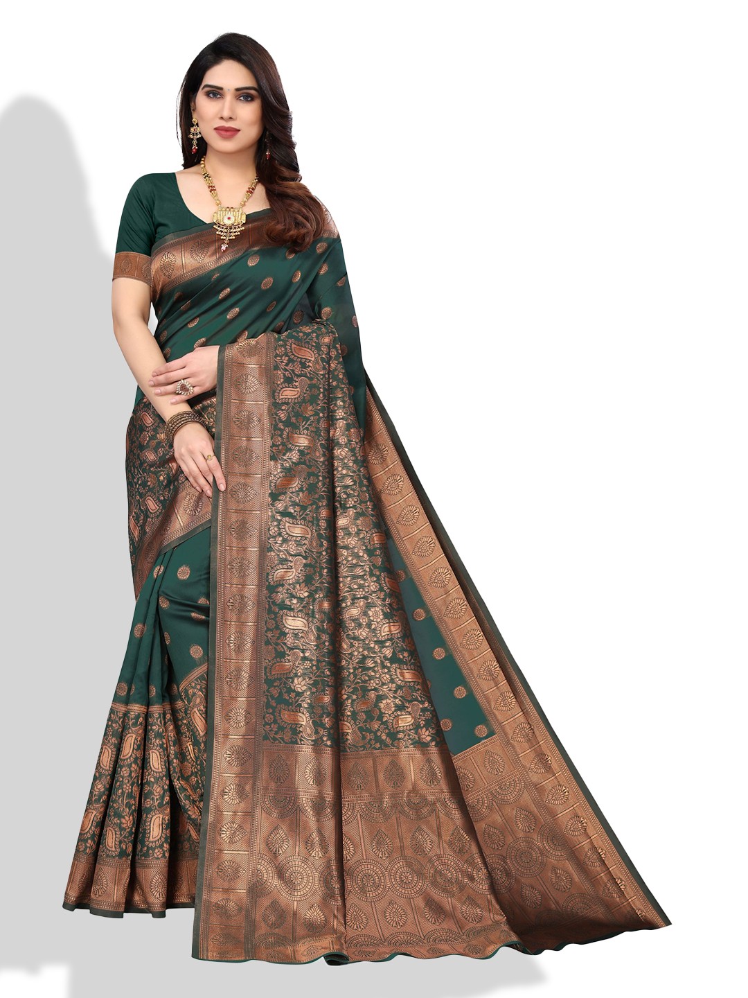 

AA-HA!! Ethinic Woven Design Zari Banarasi Saree, Green