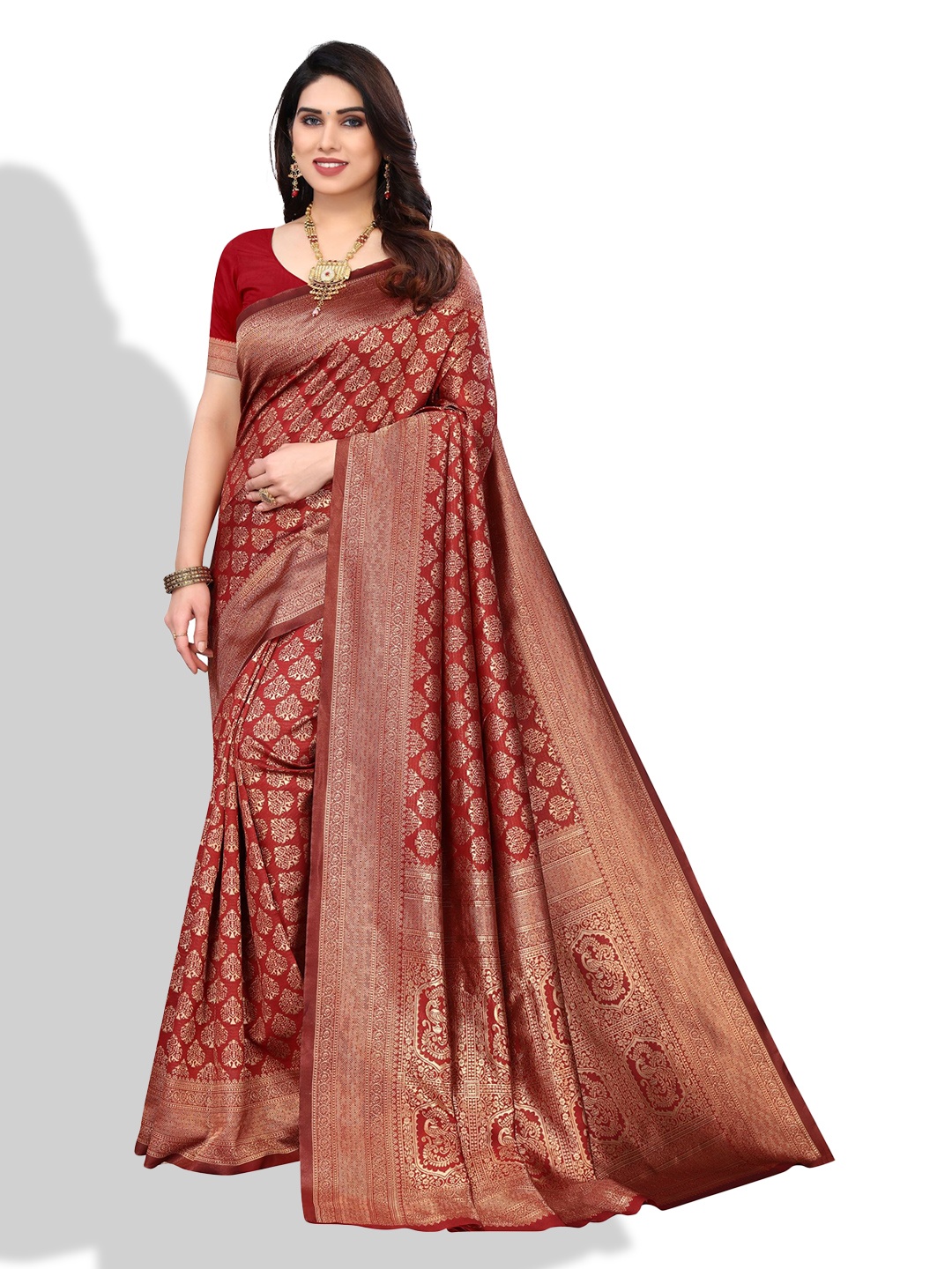 

AA-HA!! Ethinic Woven Design Zari Banarasi Saree, Maroon